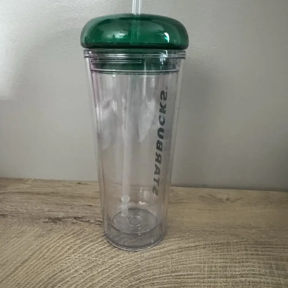 Starbucks Tumbler Korea 2022 Wordmark Foam Cold Cup Green‎ Clear 16 Oz 473ml